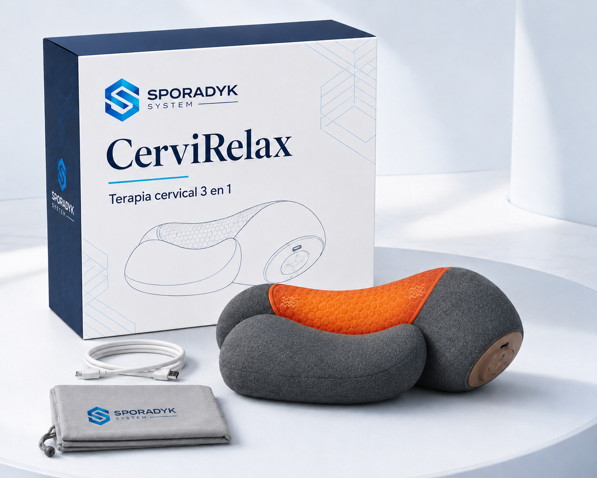Sporadyk CerviRelax™ — Almohada cervical 3 en 1 con calor y vibración
