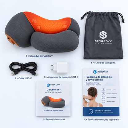 Sporadyk CerviRelax™ — Almohada cervical 3 en 1 con calor y vibración